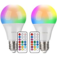 Bombilla LED Colores (2 Pack)- OMERIL RGBW Bombilla LED E27 10W con Control Remoto- Función de Temporización y Memoria…
